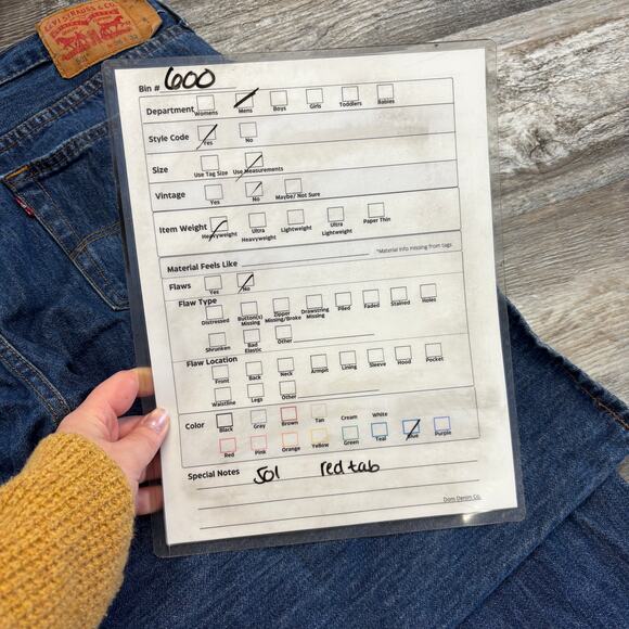 Levi's 501 Red Tab Dark Wash Blue Mens 35x31 Straight Leg Button Fly Denim Jean, - Picture 8 of 12